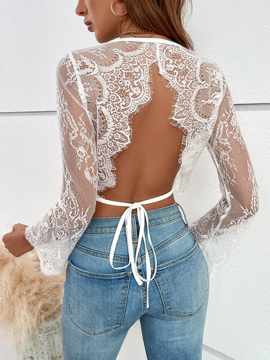 Mistress Lace Backless Crop Top