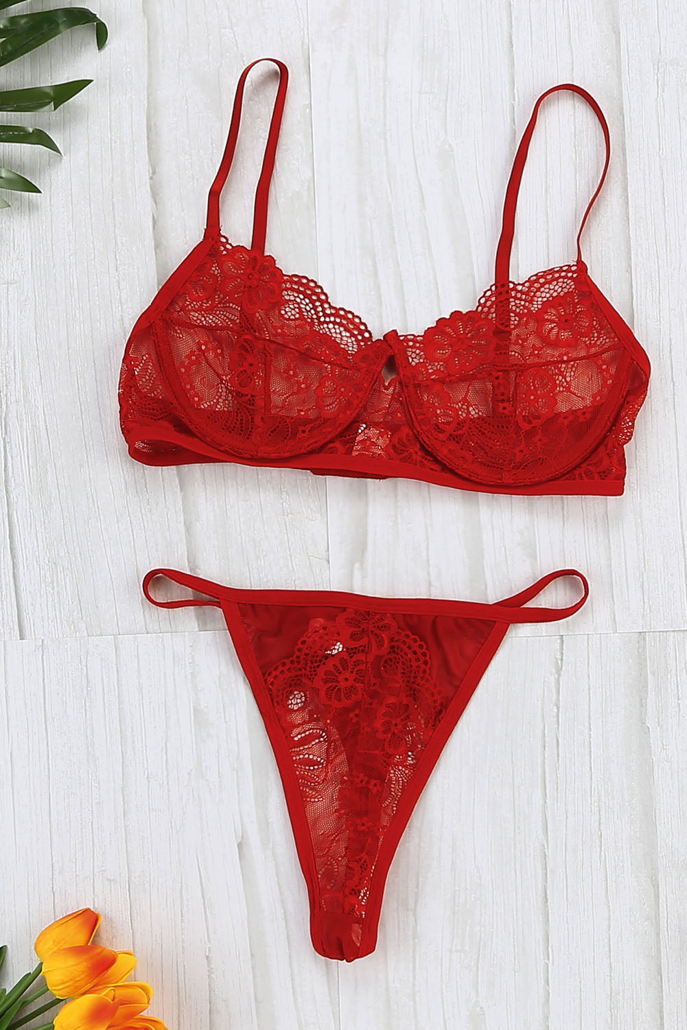 Masquerade's Red Sexy Lingerie Bralette  & Thong
